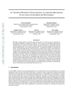 A* Search Without Expansions: Learning Heuristic Functions with Deep Q-Networks