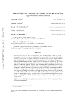 Multi-Objective Learning to Predict Pareto Fronts Using Hypervolume
  Maximization