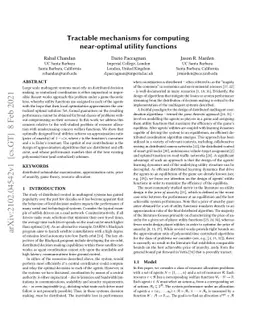 Tractable mechanisms for computing near-optimal utility functions