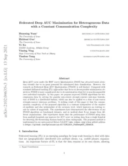 Federated Deep AUC Maximization for Heterogeneous Data with a Constant
  Communication Complexity