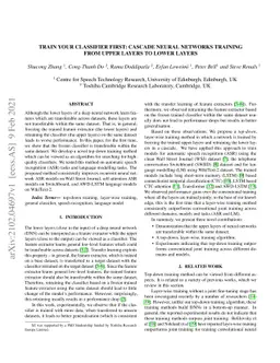 Train your classifier first: Cascade Neural Networks Training from upper
  layers to lower layers