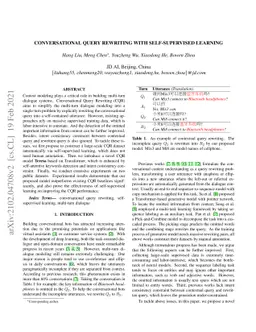 Conversational Query Rewriting with Self-supervised Learning