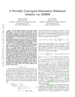 A Provably Convergent Information Bottleneck Solution via ADMM