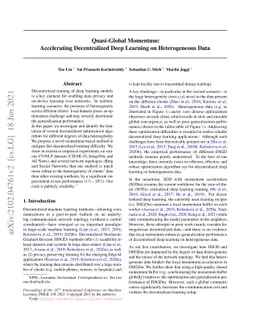 Quasi-Global Momentum: Accelerating Decentralized Deep Learning on
  Heterogeneous Data
