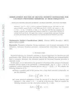 Berry-Esseen bounds of second moment estimators for Gaussian processes
  observed at high frequency