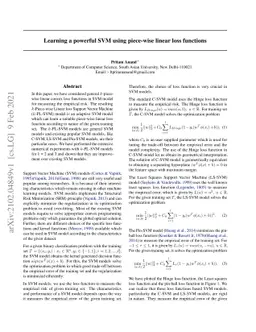 Learning a powerful SVM using piece-wise linear loss functions