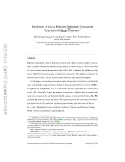 OptSmart: A Space Efficient Optimistic Concurrent Execution of Smart
  Contracts