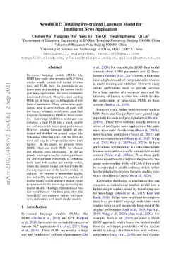 NewsBERT: Distilling Pre-trained Language Model for Intelligent News
  Application