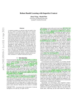 Robust Bandit Learning with Imperfect Context