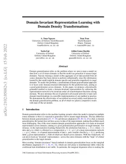 Domain Invariant Representation Learning with Domain Density
  Transformations