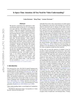 Is Space-Time Attention All You Need for Video Understanding?