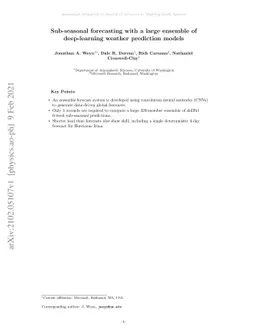 Sub-seasonal forecasting with a large ensemble of deep-learning weather
  prediction models