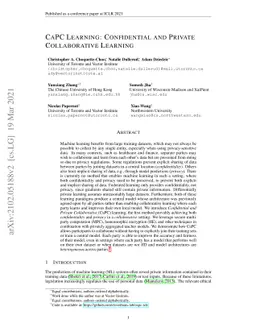 CaPC Learning: Confidential and Private Collaborative Learning