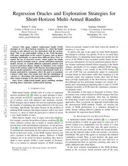 Regression Oracles and Exploration Strategies for Short-Horizon
  Multi-Armed Bandits