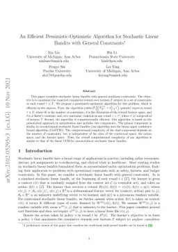 An Efficient Pessimistic-Optimistic Algorithm for Stochastic Linear
  Bandits with General Constraints
