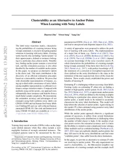 Clusterability as an Alternative to Anchor Points When Learning with
  Noisy Labels