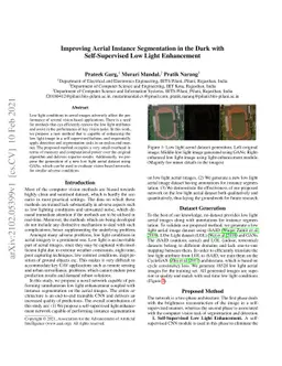 Improving Aerial Instance Segmentation in the Dark with Self-Supervised
  Low Light Enhancement
