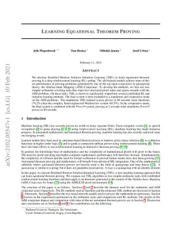 Learning Equational Theorem Proving