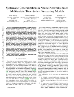 Systematic Generalization in Neural Networks-based Multivariate Time
  Series Forecasting Models