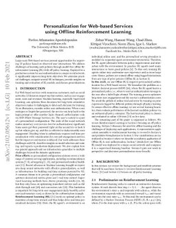 Personalization for Web-based Services using Offline Reinforcement
  Learning