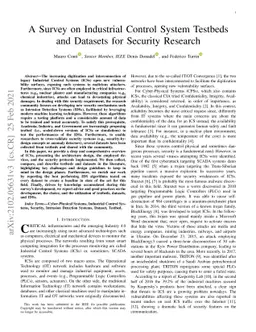 A Survey on Industrial Control System Testbeds and Datasets for Security
  Research