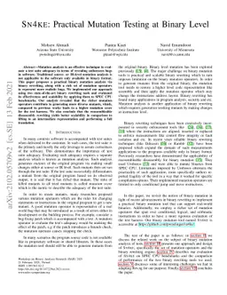 SN4KE: Practical Mutation Testing at Binary Level