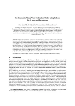 Development of Crop Yield Estimation Model using Soil and Environmental Parameters
