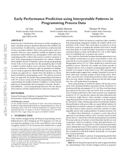 Early Performance Prediction using Interpretable Patterns in Programming
  Process Data