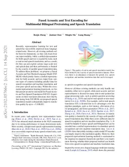 Fused Acoustic and Text Encoding for Multimodal Bilingual Pretraining
  and Speech Translation