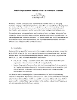 Predicting Customer Lifetime Values -- ecommerce use case