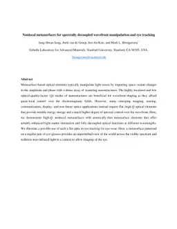 Nonlocal metasurfaces for spectrally decoupled wavefront manipulation
  and eye tracking