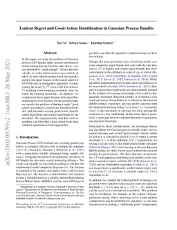 Lenient Regret and Good-Action Identification in Gaussian Process
  Bandits