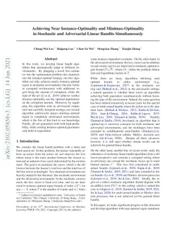 Achieving Near Instance-Optimality and Minimax-Optimality in Stochastic
  and Adversarial Linear Bandits Simultaneously