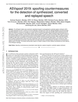 ASVspoof 2019: spoofing countermeasures for the detection of
  synthesized, converted and replayed speech