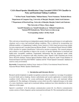 CASA-Based Speaker Identification Using Cascaded GMM-CNN Classifier in
  Noisy and Emotional Talking Conditions