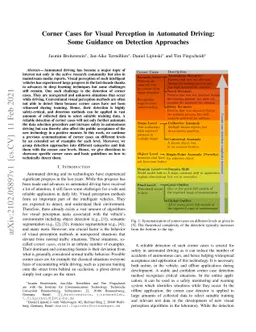 Corner Cases for Visual Perception in Automated Driving: Some Guidance
  on Detection Approaches