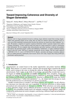 Toward Improving Coherence and Diversity of Slogan Generation