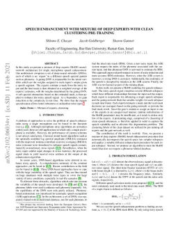 Speech enhancement with mixture-of-deep-experts with clean clustering
  pre-training