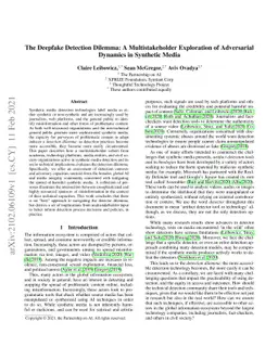 The Deepfake Detection Dilemma: A Multistakeholder Exploration of
  Adversarial Dynamics in Synthetic Media