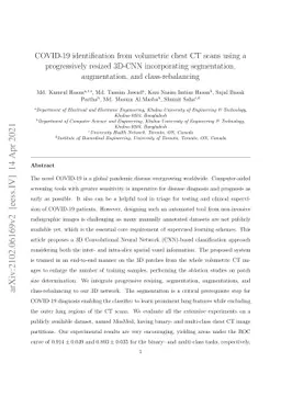 COVID-19 identification from volumetric chest CT scans using a
  progressively resized 3D-CNN incorporating segmentation, augmentation, and
  class-rebalancing