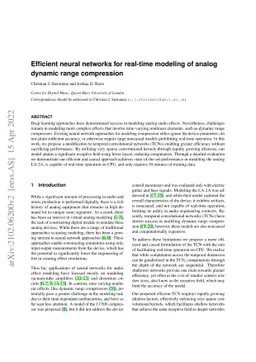 Efficient neural networks for real-time modeling of analog dynamic range
  compression