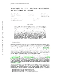 Proof Artifact Co-training for Theorem Proving with Language Models