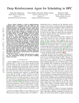 Deep Reinforcement Agent for Scheduling in HPC