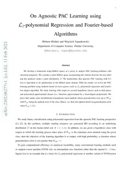On Agnostic PAC Learning using $\mathcal{L}_2$-polynomial Regression and
  Fourier-based Algorithms