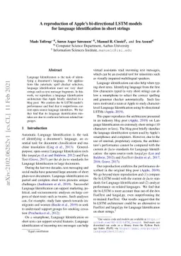 A reproduction of Apple's bi-directional LSTM models for language
  identification in short strings