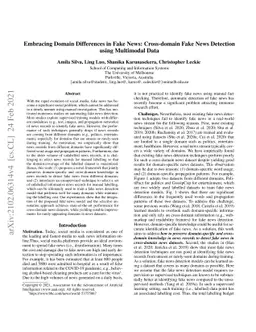 Embracing Domain Differences in Fake News: Cross-domain Fake News
  Detection using Multi-modal Data