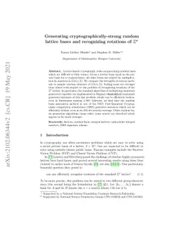 Generating cryptographically-strong random lattice bases and recognizing
  rotations of $\mathbb{Z}^n$