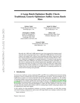A Large Batch Optimizer Reality Check: Traditional, Generic Optimizers
  Suffice Across Batch Sizes