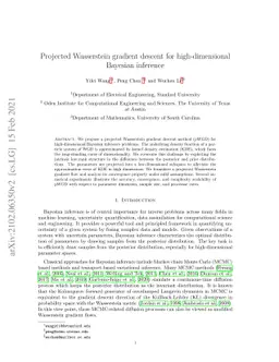 Projected Wasserstein gradient descent for high-dimensional Bayesian
  inference