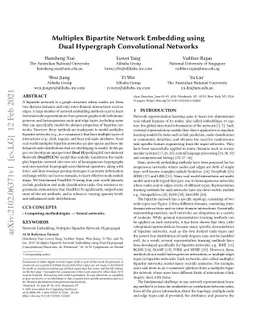 Multiplex Bipartite Network Embedding using Dual Hypergraph
  Convolutional Networks